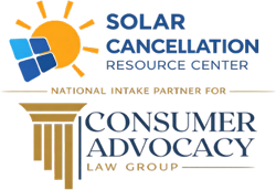Logos for Solar Cancellation Resource Center and Consumer Advocacy Law Group.