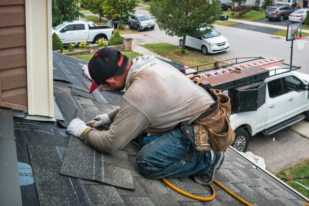 A new roof being installed after solar panels caused damage to a homeowners home, leading them to call Solar Cancellation Resource Center.
